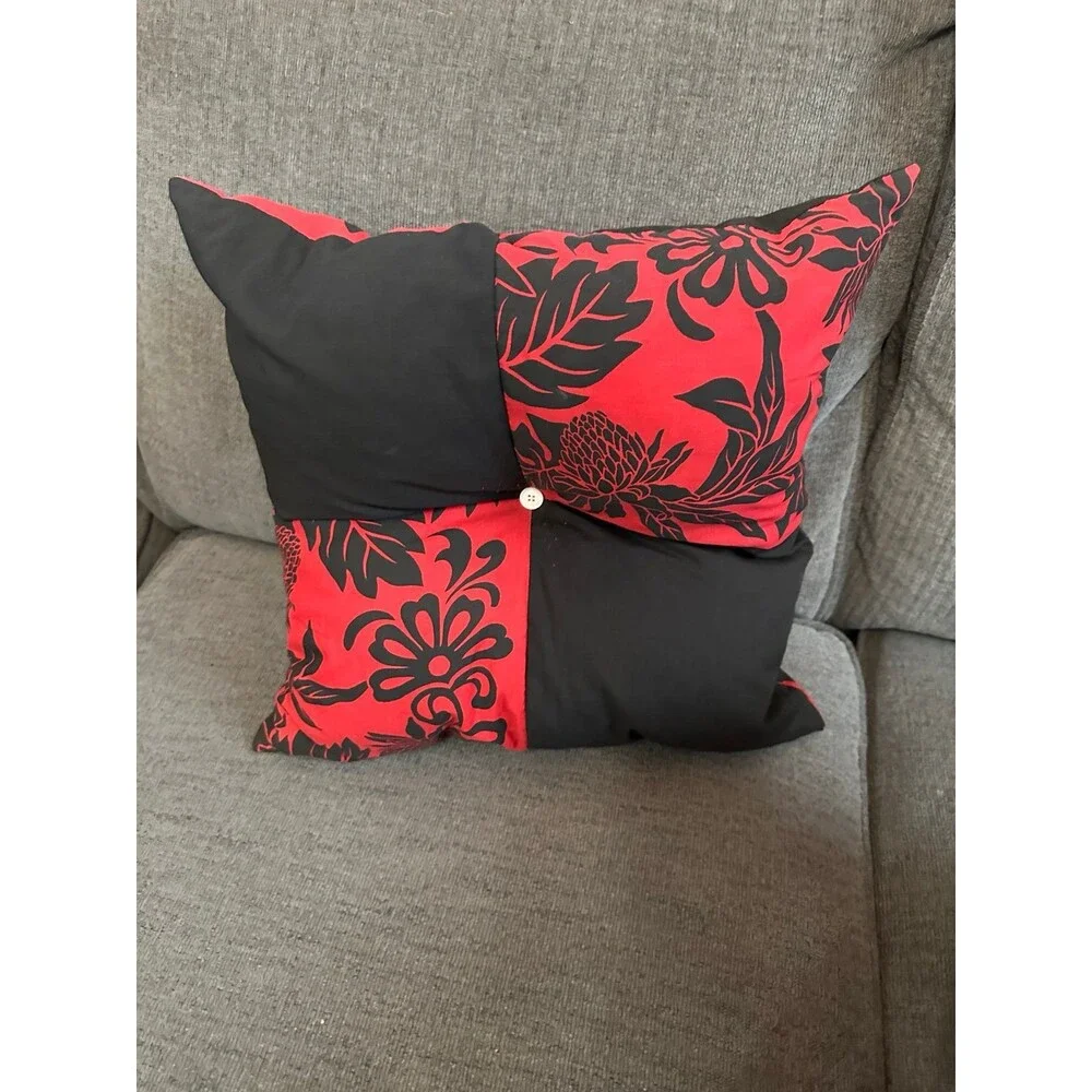2 Handmade Hawaiian Inspired Color Block Accent Indoor Square Pillows Decor